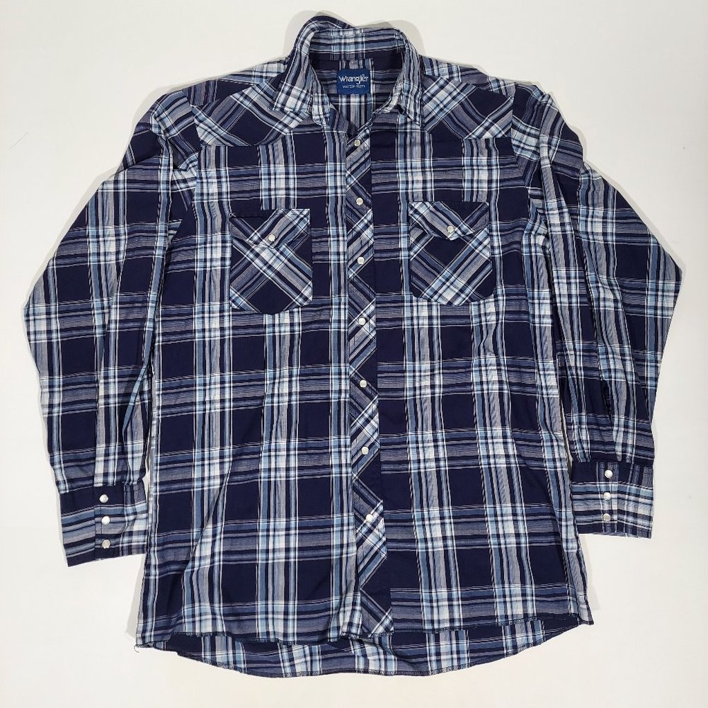 Wrangler Western Button Snap Long Sleeve Shirt XL Plaid